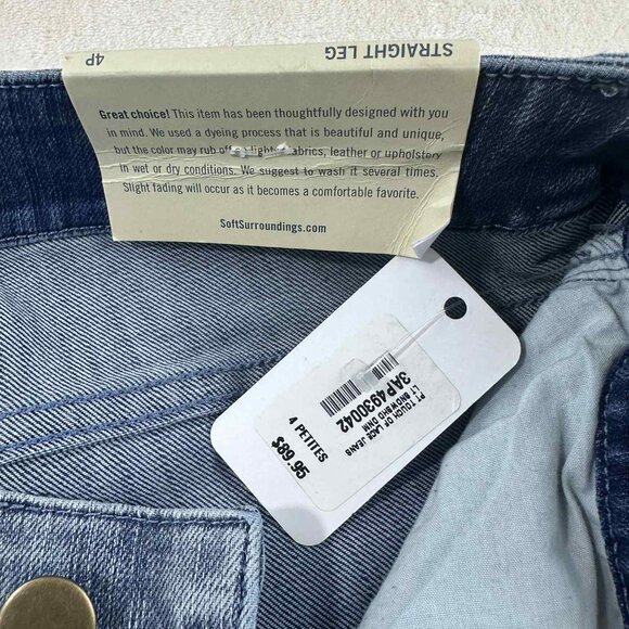 Soft Surroundings Petite Lace Hem Straight Leg Ankle Jeans – Size 4P - Picture 11 of 16